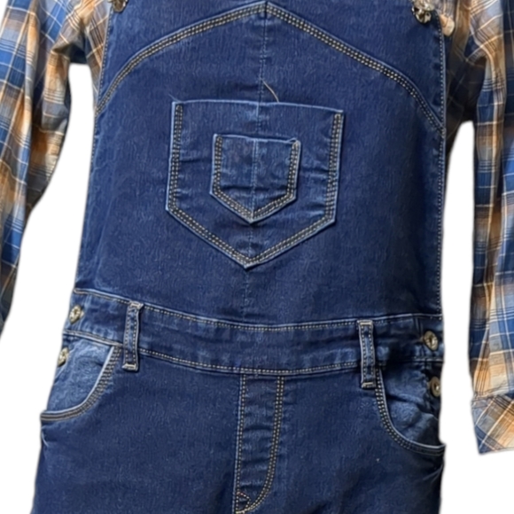 CORAL Blue Denim Overalls Dark Wash size 34 - Picture 3 of 14